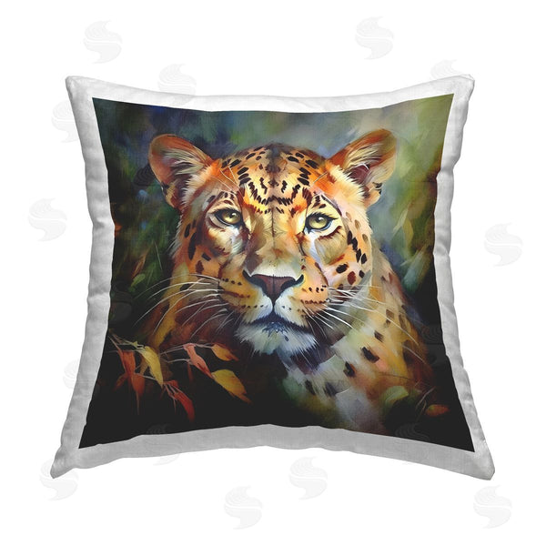 stupell industries Noah Bay | Leopard Face Portrait Printed Throw Pillow
