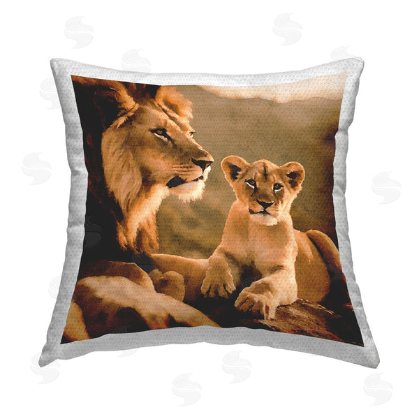 Stupell Industries Noah Bay | Lion & Cub Portrait Printed Throw Pillow