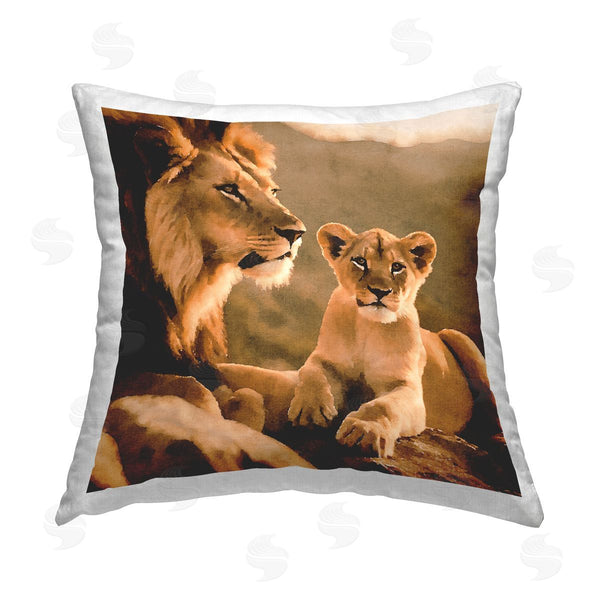 stupell industries Noah Bay | Lion & Cub Portrait Printed Throw Pillow
