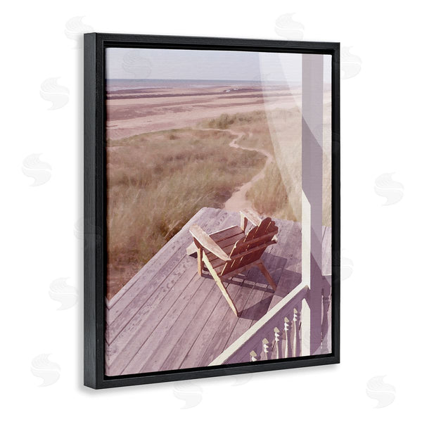 Stupell Industries Noah Bay | Lone Lounge Chair Rural Beach Grass Porch Wall Art