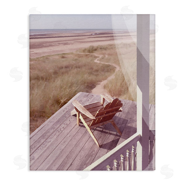 stupell industries Noah Bay | Lone Lounge Chair Rural Beach Grass Porch Wall Art
