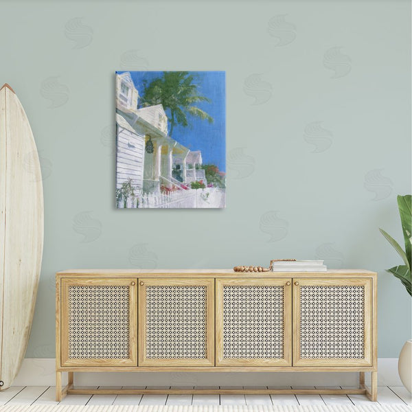 Stupell Industries Noah Bay | Palm Tree Looming White Summer Villa Cottage Wall Art