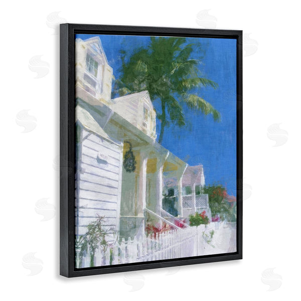 Stupell Industries Noah Bay | Palm Tree Looming White Summer Villa Cottage Wall Art