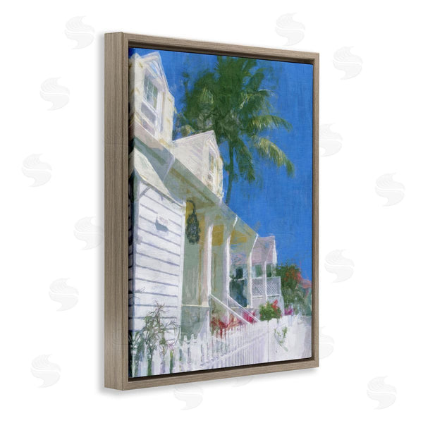 Stupell Industries Noah Bay | Palm Tree Looming White Summer Villa Cottage Wall Art