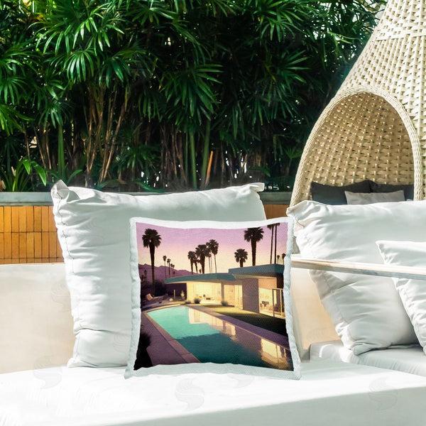 Stupell Industries Noah Bay | Palm Trees & Pool Villa Printed Throw Pillow