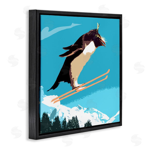 Stupell Industries Noah Bay | Penguin Skiing Above Trees Winter Sports Illustration Wall Art