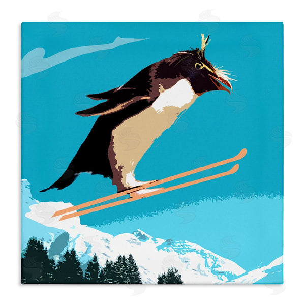 stupell industries Noah Bay | Penguin Skiing Above Trees Winter Sports Illustration Wall Art