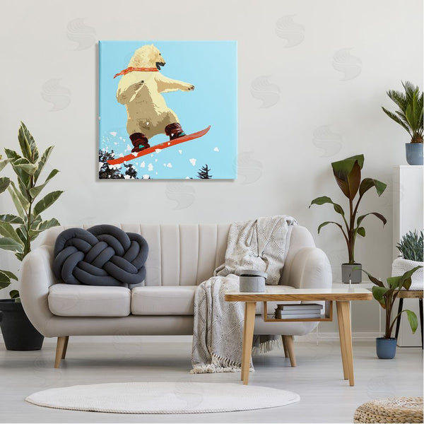 Stupell Industries Noah Bay | Polar Bear Snowboarding Catching Air Winter Sports Wall Art