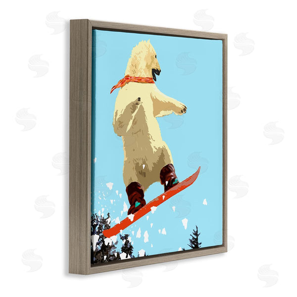 Stupell Industries Noah Bay | Polar Bear Snowboarding Catching Air Winter Sports Wall Art