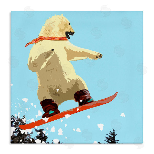stupell industries Noah Bay | Polar Bear Snowboarding Catching Air Winter Sports Wall Art
