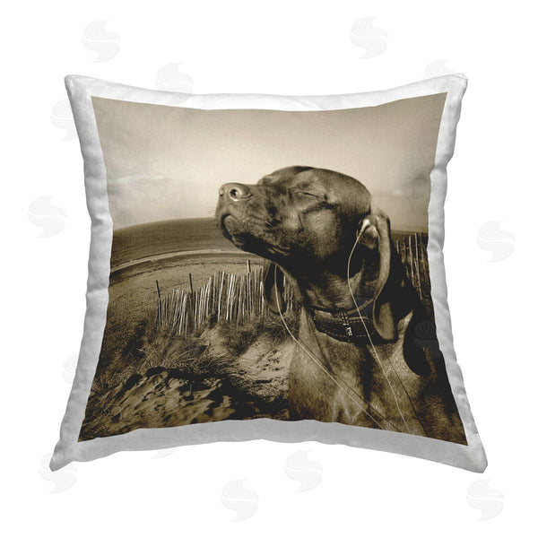 stupell industries Noah Bay | Relaxed Dog with Music Printed Throw Pillow