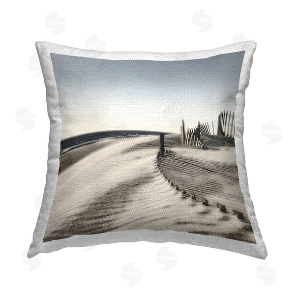 Stupell Industries Noah Bay | Rippled Beach Fence Printed Throw Pillow