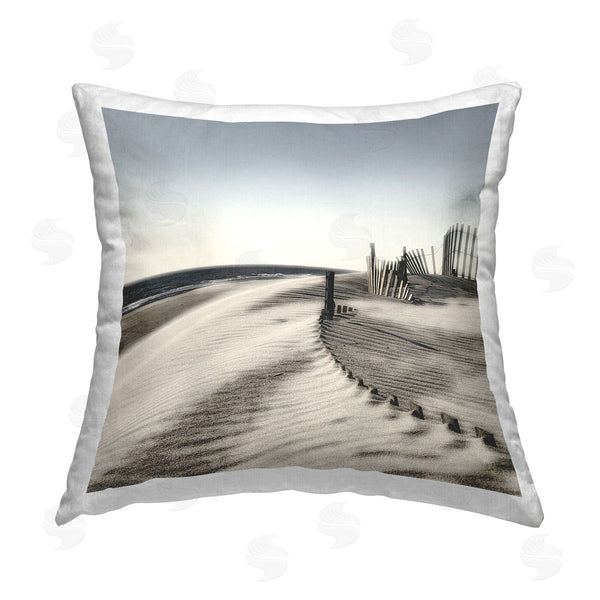 stupell industries Noah Bay | Rippled Beach Fence Printed Throw Pillow