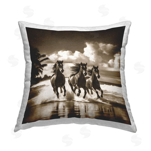 Stupell Industries Noah Bay | Sepia Stallions Galloping Printed Throw Pillow