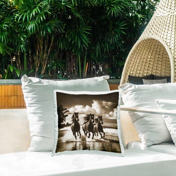Stupell Industries Noah Bay | Sepia Stallions Galloping Printed Throw Pillow