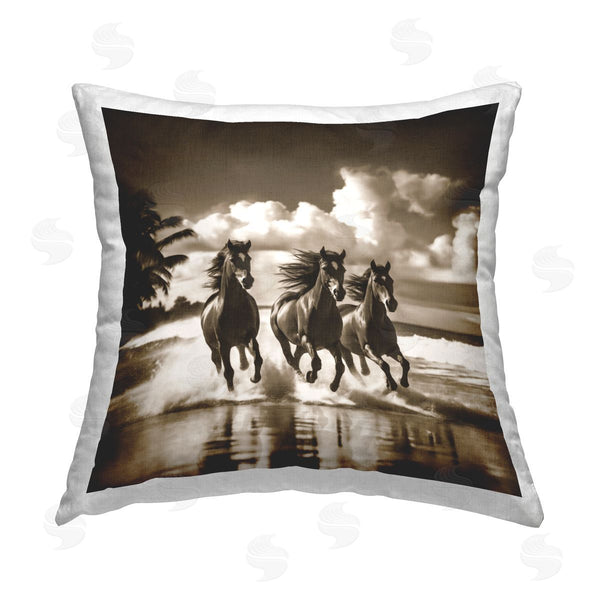stupell industries Noah Bay | Sepia Stallions Galloping Printed Throw Pillow