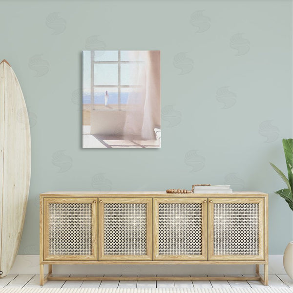 Stupell Industries Noah Bay | Soothing Beach Sunlight Woman Waiting Shoreline Window Wall Art