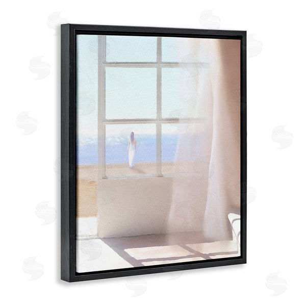Stupell Industries Noah Bay | Soothing Beach Sunlight Woman Waiting Shoreline Window Wall Art