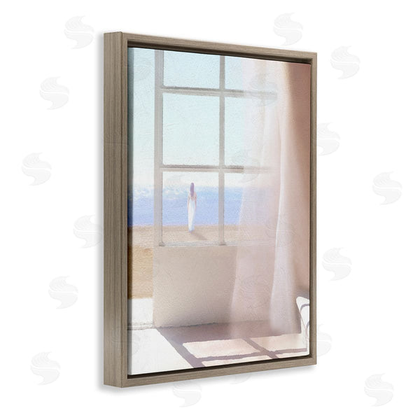 Stupell Industries Noah Bay | Soothing Beach Sunlight Woman Waiting Shoreline Window Wall Art