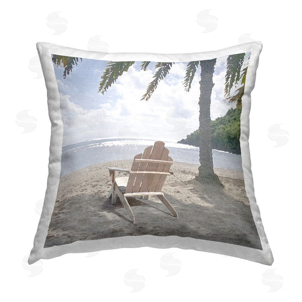 stupell industries Noah Bay | Summer Beach Palm Tree Printed Throw Pillow