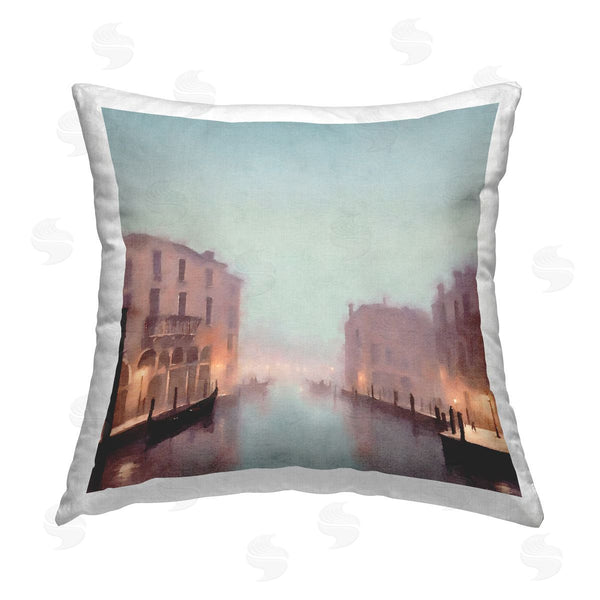 stupell industries Noah Bay | Surfer with Tropical Palms Printed Throw Pillow