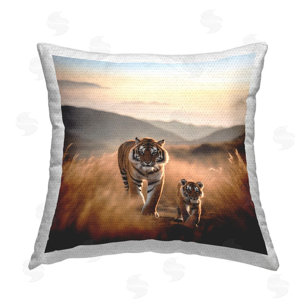 Stupell Industries Noah Bay | Tiger & Cub On Savanna Printed Throw Pillow
