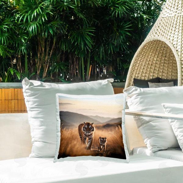 Stupell Industries Noah Bay | Tiger & Cub On Savanna Printed Throw Pillow