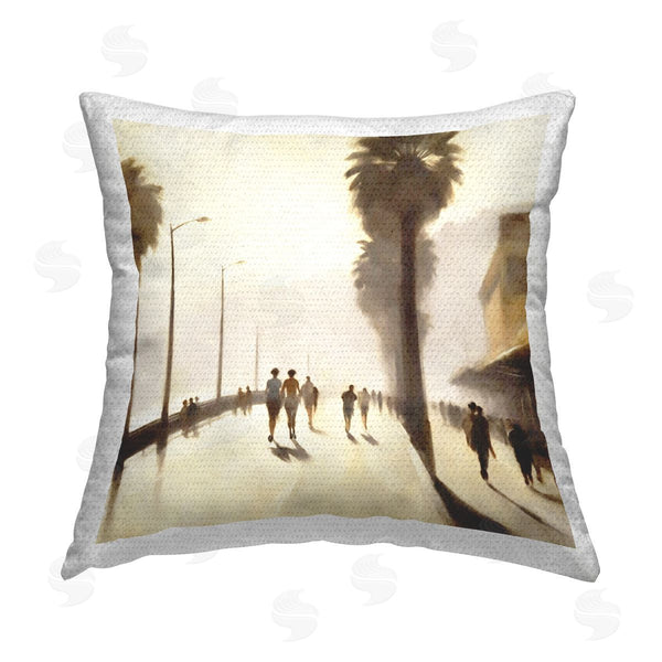 Stupell Industries Noah Bay | Tropical Beachside Track Printed Throw Pillow