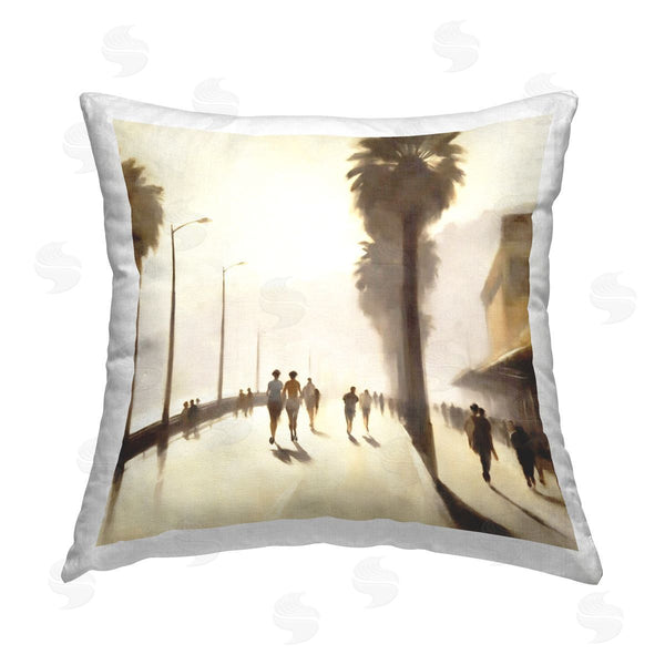 stupell industries Noah Bay | Tropical Beachside Track Printed Throw Pillow