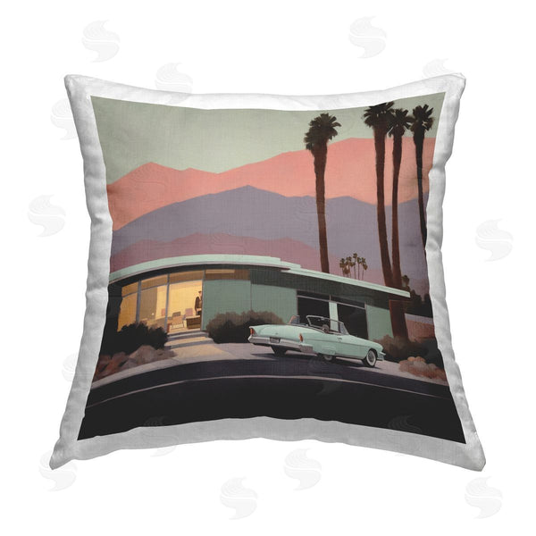 stupell industries Noah Bay | Tropical House & Car Printed Throw Pillow