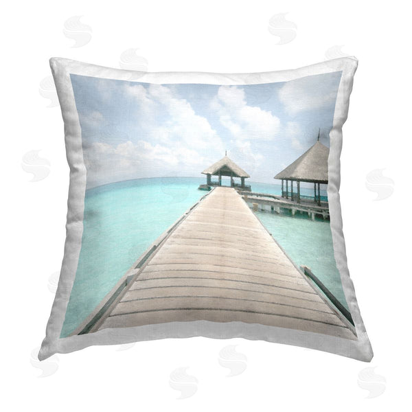 stupell industries Noah Bay | Tropical Long Pier Printed Throw Pillow