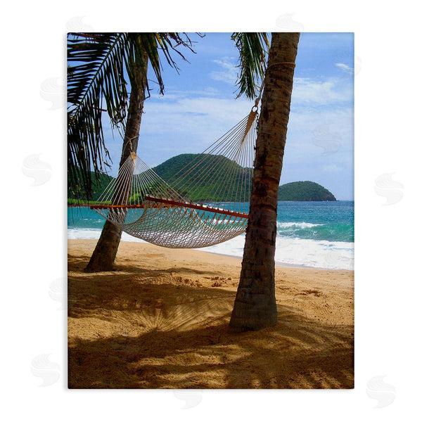 stupell industries Noah Bay | Tropical Summer Vacation Hammock Between Palm Trees Wall Art