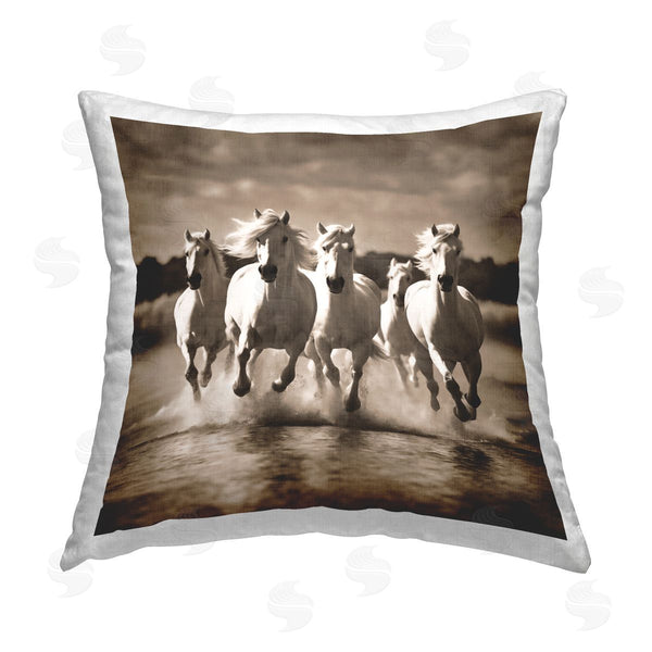 stupell industries Noah Bay | Trotting Mountain Stallions Printed Throw Pillow