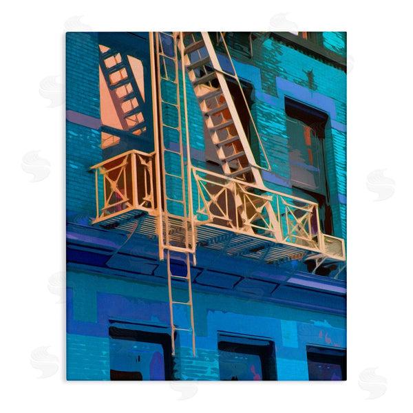 stupell industries Noah Bay | Urban City Architecture Building Blue Evening Lighting Wall Art