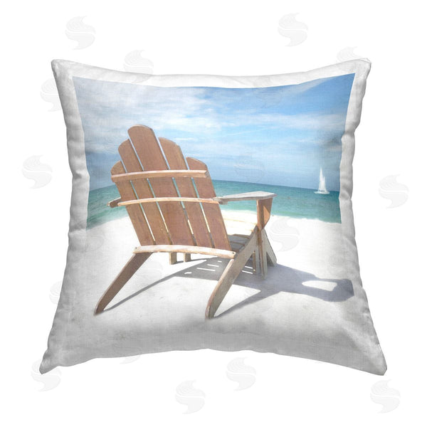 stupell industries Noah Bay | View West Beach Chair Printed Throw Pillow