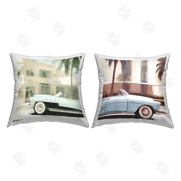 Stupell Industries Noah Bay | Vintage Tropics Miami Cars Printed Throw Pillow Set