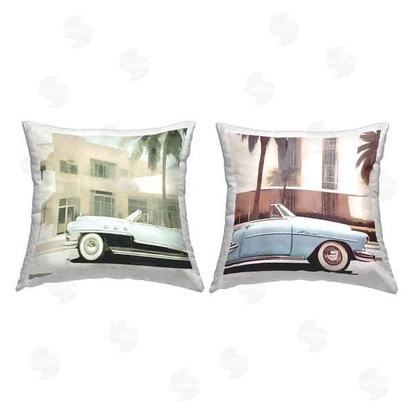 stupell industries Noah Bay | Vintage Tropics Miami Cars Printed Throw Pillow Set