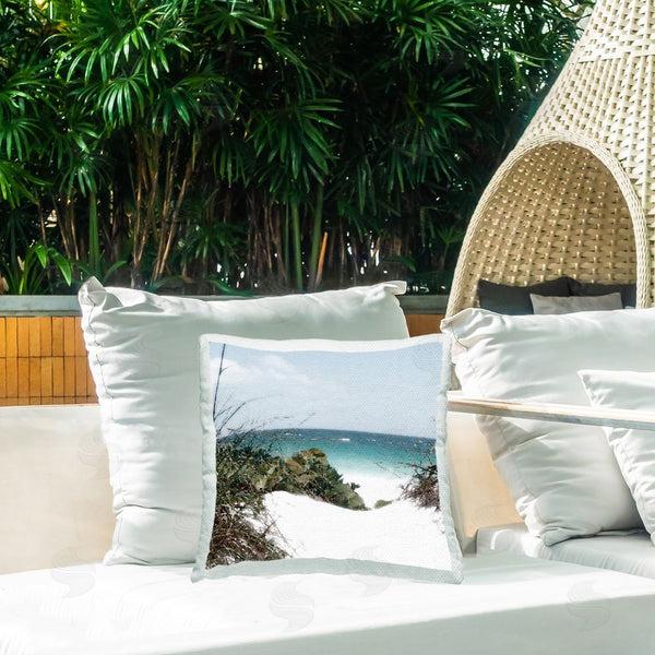 Stupell Industries Noah Bay | White Sand Beach Printed Throw Pillow