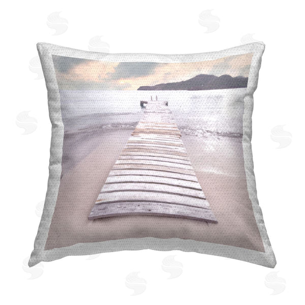 Stupell Industries Noah Bay | Zen Beach Dock Printed Throw Pillow