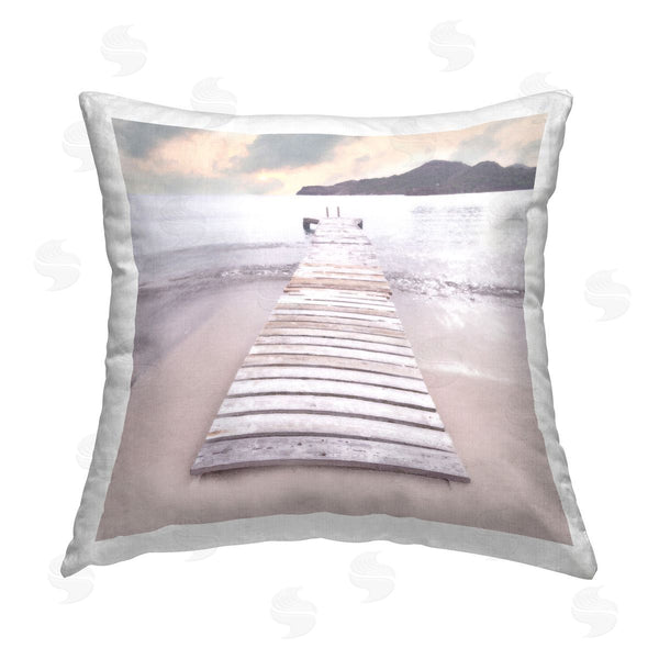 stupell industries Noah Bay | Zen Beach Dock Printed Throw Pillow