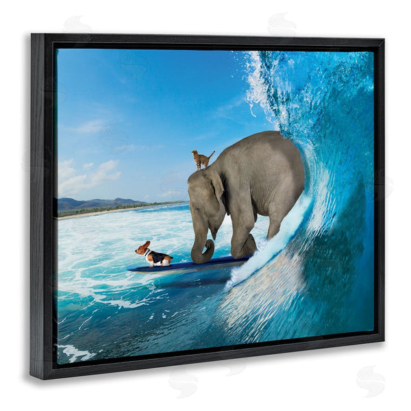 Stupell Industries Nobleworks | Animals Riding Ocean Waves Surfing Elephant Cat Dog Wall Art