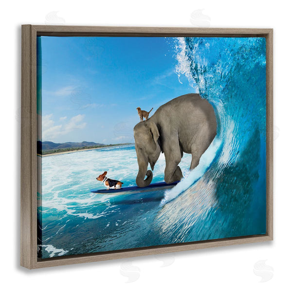 Stupell Industries Nobleworks | Animals Riding Ocean Waves Surfing Elephant Cat Dog Wall Art