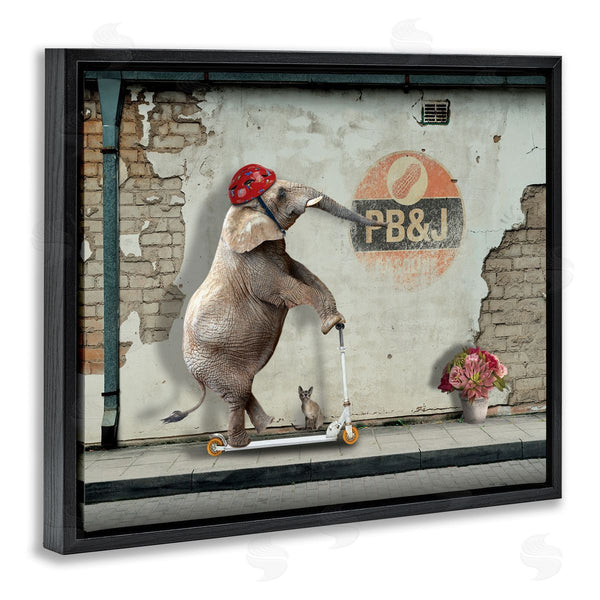 Stupell Industries Nobleworks | Elephant Riding Scooter Old Brick City Streets Wall Art