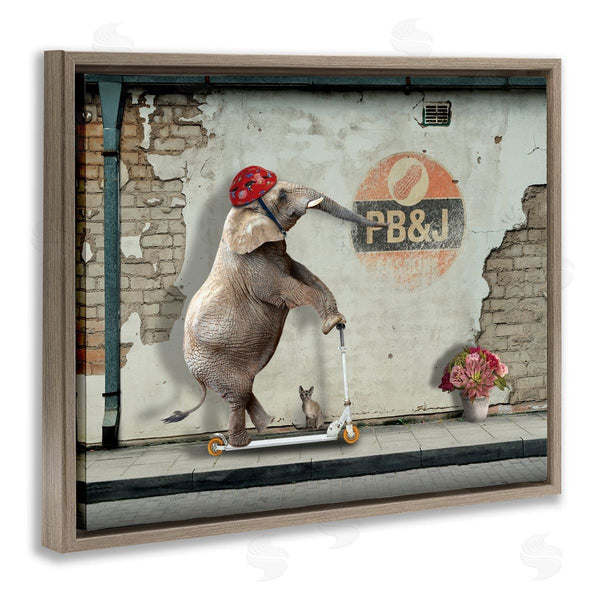 Stupell Industries Nobleworks | Elephant Riding Scooter Old Brick City Streets Wall Art
