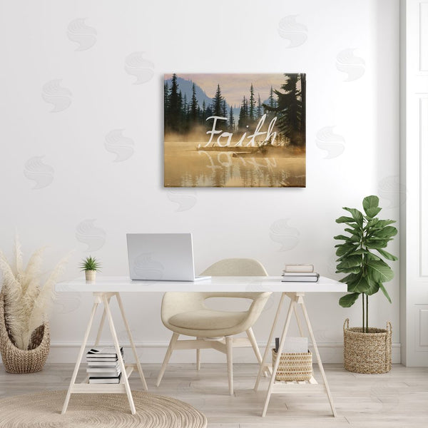 Stupell Industries Nobleworks | Faith Calligraphy Floating Lake Water Woodland Scenery Wall Art