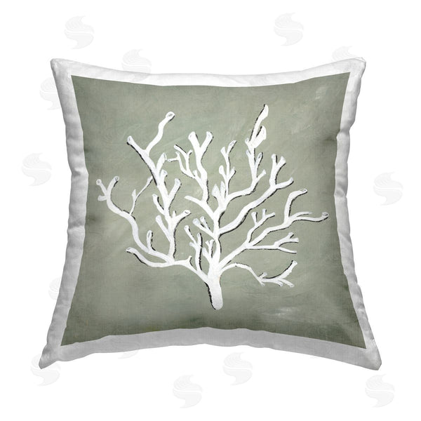 stupell industries Nola James | Abstract Coral on Green Printed Throw Pillow