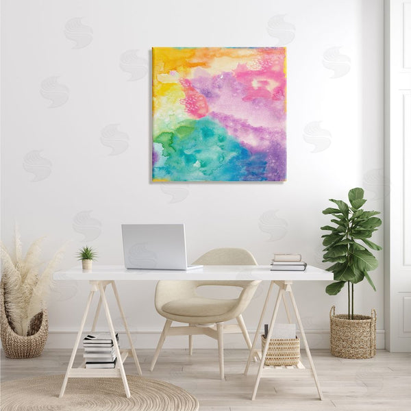 Stupell Industries Nola James | Fluid Abstract Watercolor Paint Rainbow Ombre Pattern Wall Art