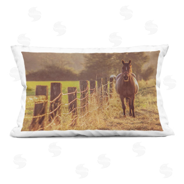stupell industries Norm Stelfox | Horse's Farm at Dawn Printed Throw Pillow