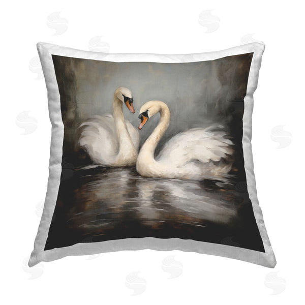 stupell industries Novae | Swan Duo Water Reflection Printed Throw Pillow