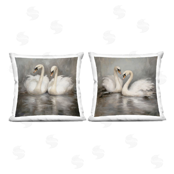stupell industries Novae | Twin Swans with Reflections Printed Throw Pillow Set